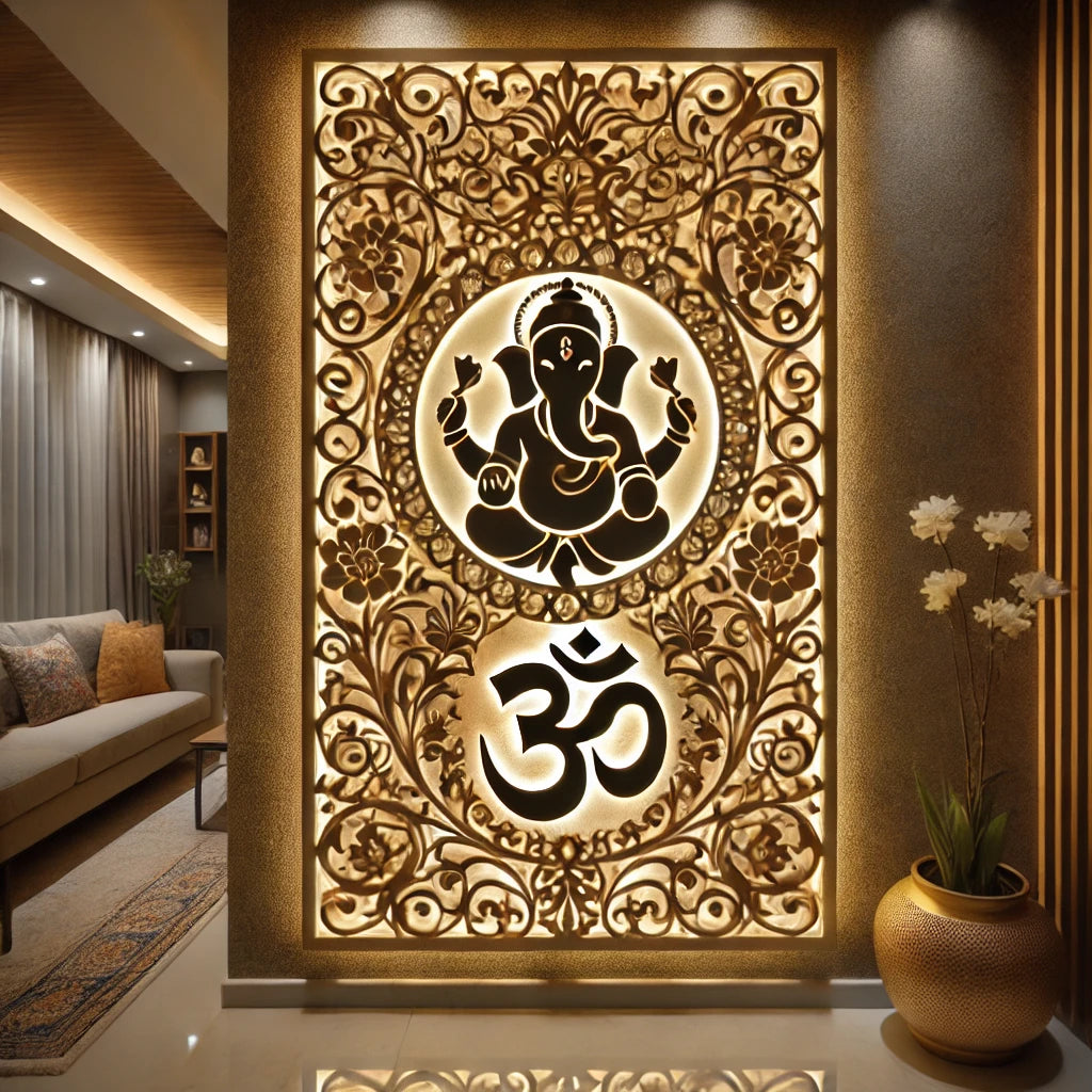 Divine Om & Ganesha LED Wall Panel
