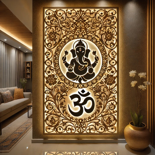 Divine Om & Ganesha LED Wall Panel